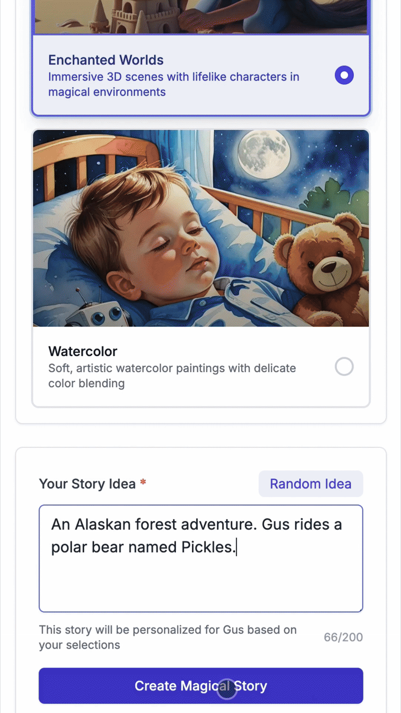 An example of a personalized story a child riding a polar bear